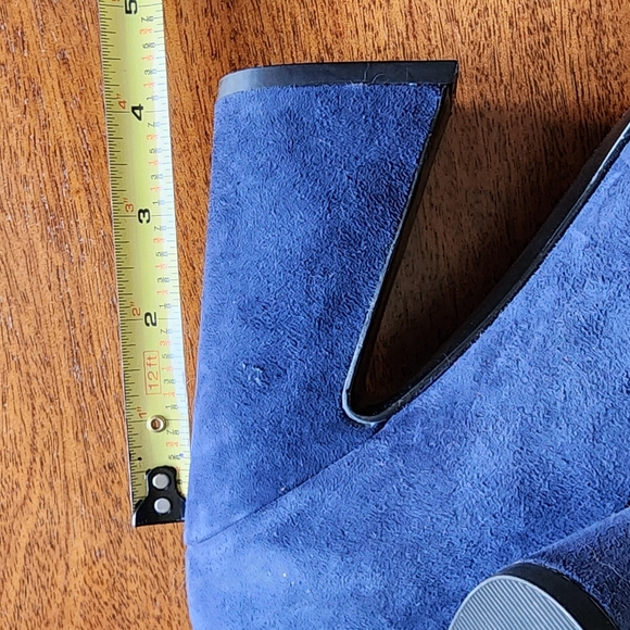 NineWest blue suede leather block heels, sz: 9.5 "Harlyn" NEW! rouching on toes - Picture 11 of 12